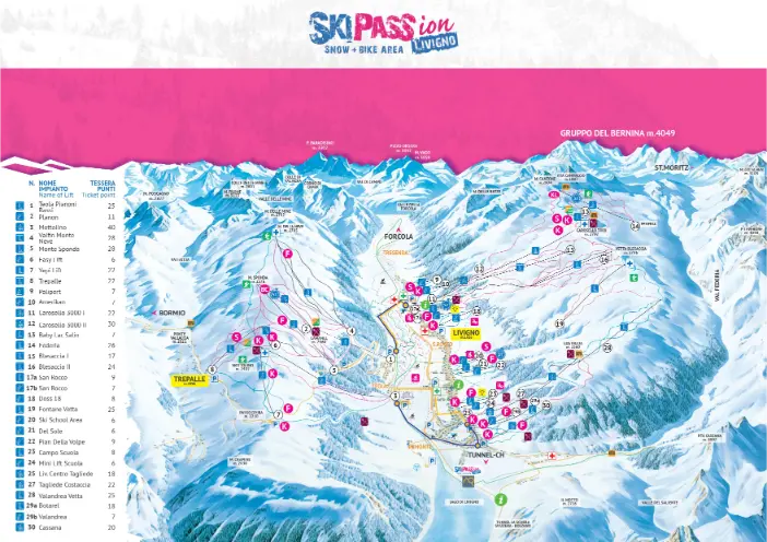 Pistekaart Livigno