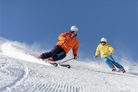 Snowboarders op de piste in Livigno